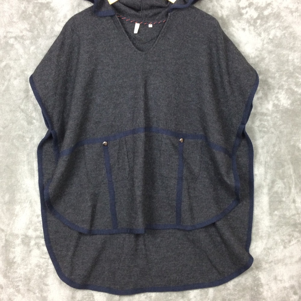 Anthropologie Moth Cape Womens Small JOLAS Gray Wool Hooded Poncho